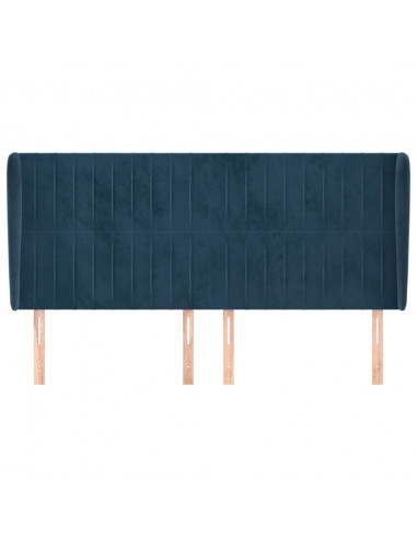 Testiera ad Orecchio Blu Scuro 203x23x118/128 cm in Velluto