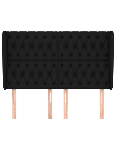 Testiera ad Orecchio Nera 147 x 23 x 118/128 cm in Tessuto