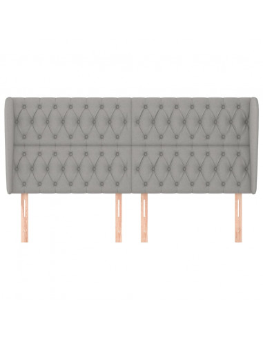 Testiera ad Orecchio Grigio Chiaro 203x23x118/128 cm in Tessuto