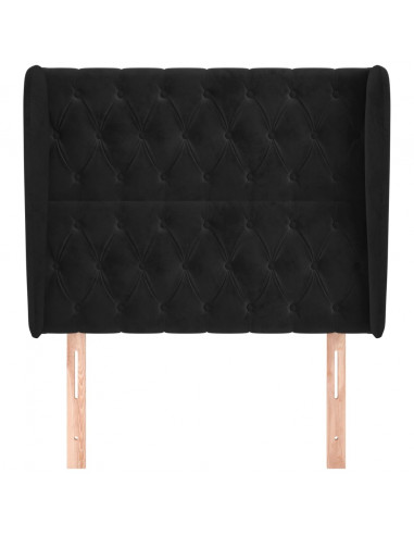 Testiera ad Orecchio Nera 103x23x118/128 cm in Velluto