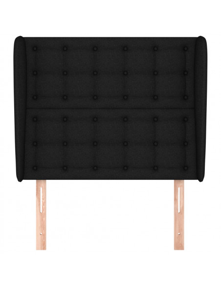Testiera ad Orecchio Nera 103x23x118/128 cm in Tessuto