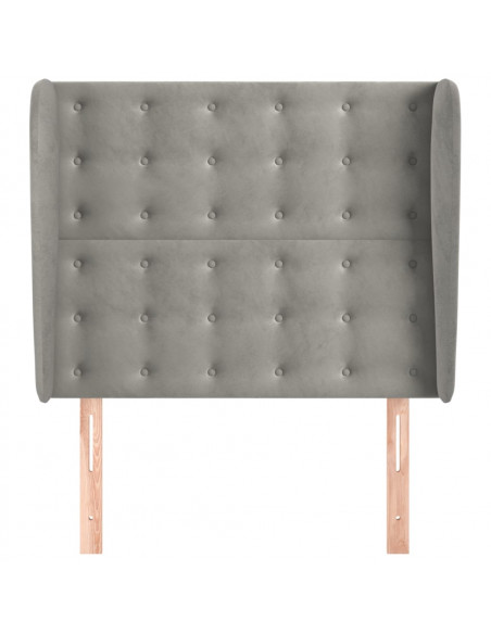 Testiera ad Orecchio Grigio Chiaro 103x23x118/128 cm in Velluto