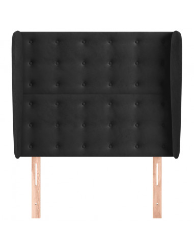 Testiera ad Orecchio Nera 103x23x118/128 cm in Velluto