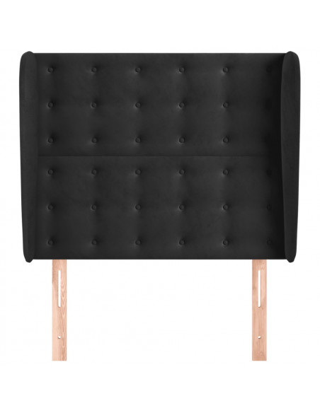 Testiera ad Orecchio Nera 103x23x118/128 cm in Velluto