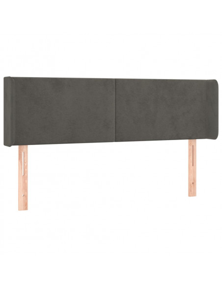 Testiera ad Orecchio Grigio Scuro 147x16x78/88 cm in Velluto