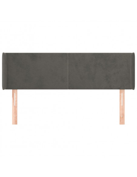 Testiera ad Orecchio Grigio Scuro 147x16x78/88 cm in Velluto