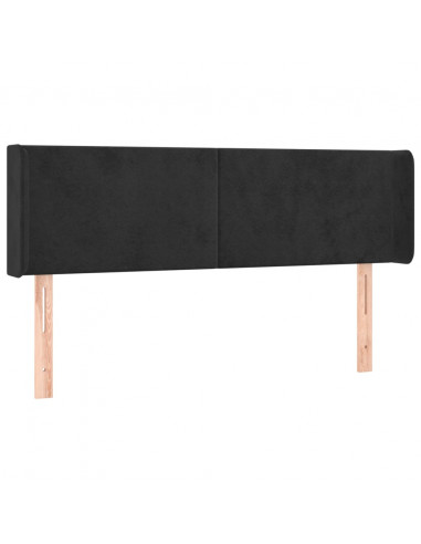 Testiera ad Orecchio Nera 147x16x78/88 cm in Velluto