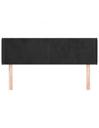 Testiera ad Orecchio Nera 147x16x78/88 cm in Velluto