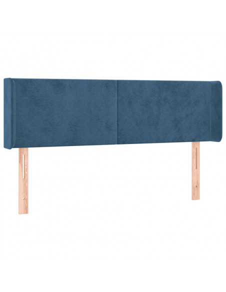 Testiera ad Orecchio Blu Scuro 147x16x78/88 cm in Velluto