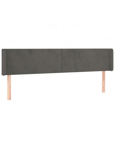 Testiera ad Orecchio Grigio Scuro 183x16x78/88 cm in Velluto