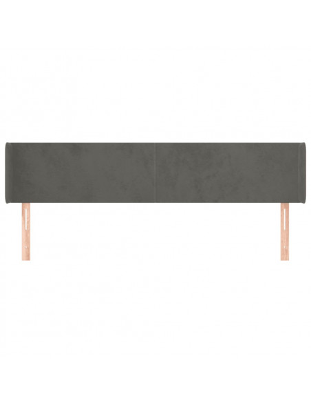 Testiera ad Orecchio Grigio Scuro 183x16x78/88 cm in Velluto