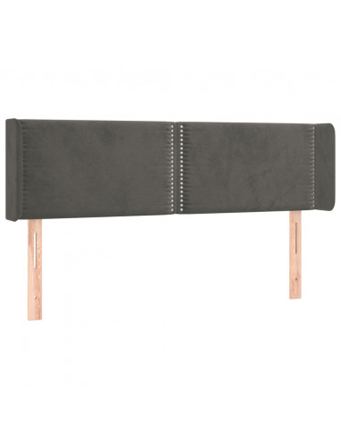 Testiera ad Orecchio Grigio Scuro 147x16x78/88 cm in Velluto