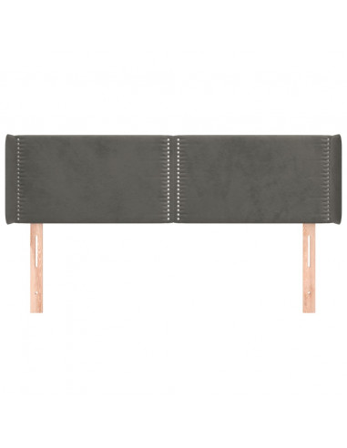 Testiera ad Orecchio Grigio Scuro 147x16x78/88 cm in Velluto