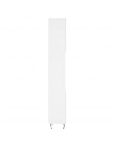 Armadietto da Bagno Bianco 30x30x190 cm in Legno Multistrato 2