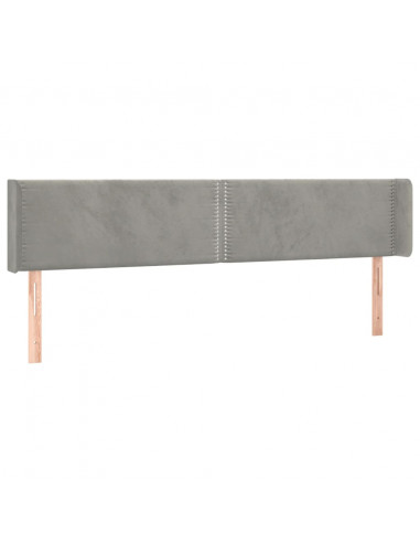 Testiera ad Orecchio Grigio Chiaro 203x16x78/88 cm in Velluto