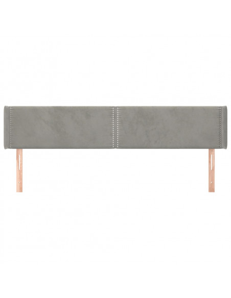 Testiera ad Orecchio Grigio Chiaro 203x16x78/88 cm in Velluto