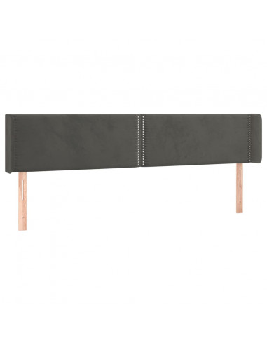 Testiera ad Orecchio Grigio Scuro 203x16x78/88 cm in Velluto