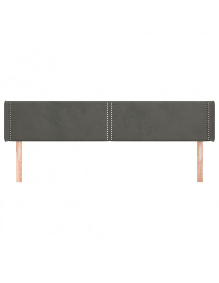 Testiera ad Orecchio Grigio Scuro 203x16x78/88 cm in Velluto