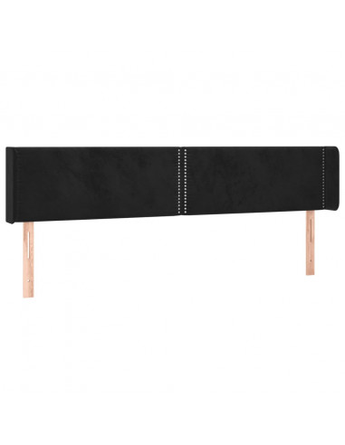 Testiera ad Orecchio Nera 203x16x78/88 cm in Velluto