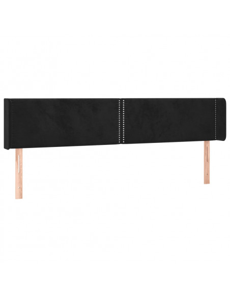 Testiera ad Orecchio Nera 203x16x78/88 cm in Velluto