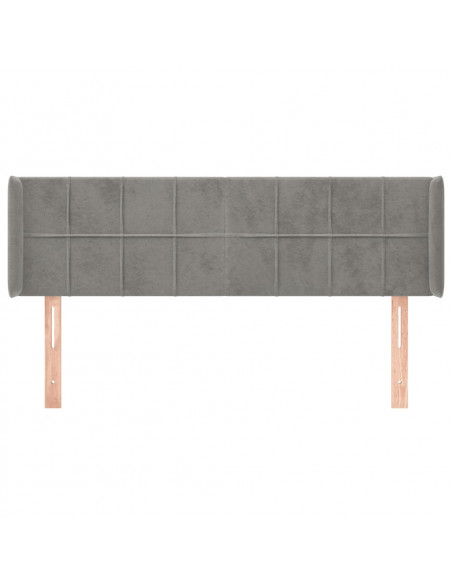 Testiera ad Orecchio Grigio Chiaro 147x16x78/88 cm in Velluto