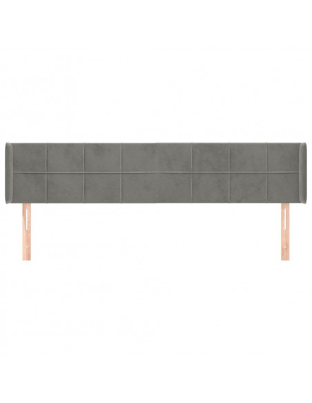 Testiera ad Orecchio Grigio Chiaro 183x16x78/88 cm in Velluto