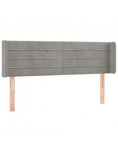 Testiera ad Orecchio Grigio Chiaro 147x16x78/88 cm in Velluto