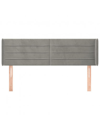 Testiera ad Orecchio Grigio Chiaro 147x16x78/88 cm in Velluto