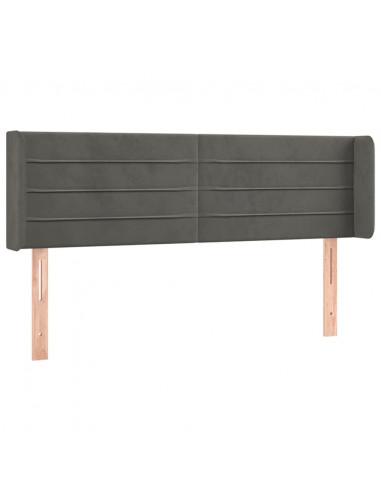 Testiera ad Orecchio Grigio Scuro 147x16x78/88 cm in Velluto