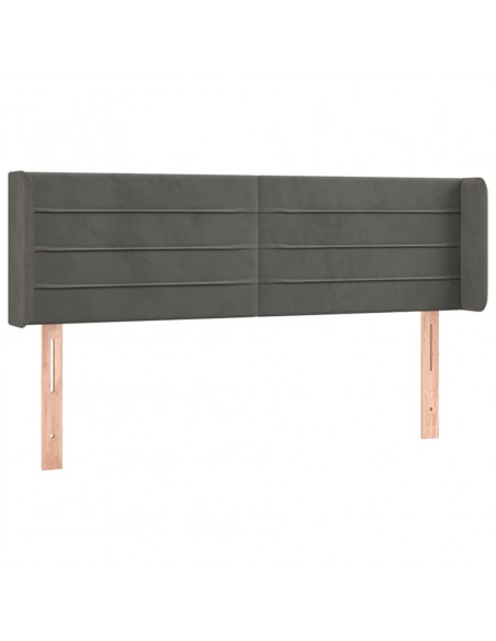 Testiera ad Orecchio Grigio Scuro 147x16x78/88 cm in Velluto