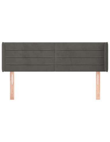 Testiera ad Orecchio Grigio Scuro 147x16x78/88 cm in Velluto