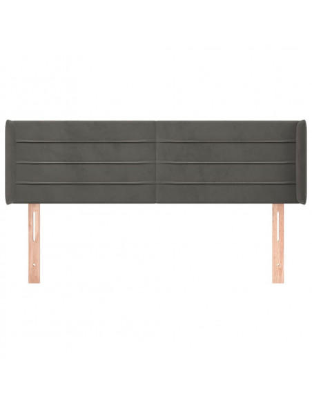 Testiera ad Orecchio Grigio Scuro 147x16x78/88 cm in Velluto