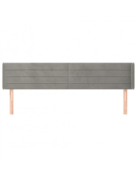 Testiera ad Orecchio Grigio Chiaro 203x16x78/88 cm in Velluto