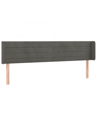 Testiera ad Orecchio Grigio Scuro 203x16x78/88 cm in Velluto