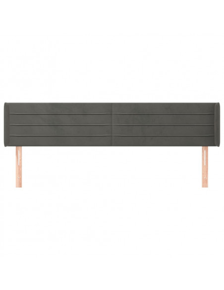Testiera ad Orecchio Grigio Scuro 203x16x78/88 cm in Velluto
