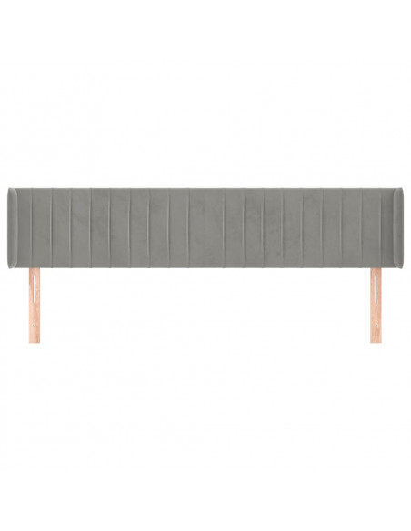 Testiera ad Orecchio Grigio Chiaro 163x16x78/88 cm in Velluto