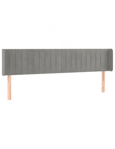 Testiera ad Orecchio Grigio Chiaro 203x16x78/88 cm in Velluto