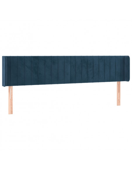 Testiera ad Orecchio Blu Scuro 203x16x78/88 cm in Velluto