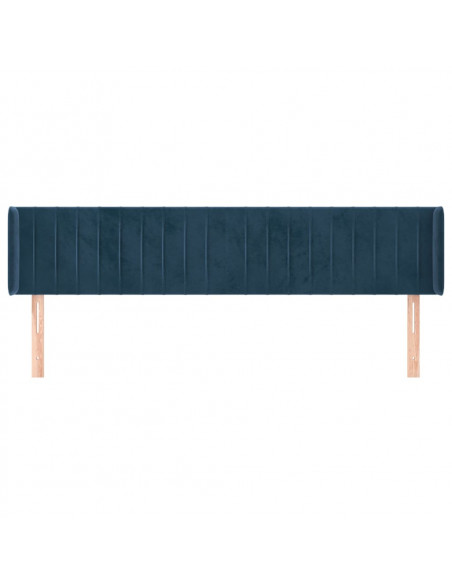 Testiera ad Orecchio Blu Scuro 203x16x78/88 cm in Velluto