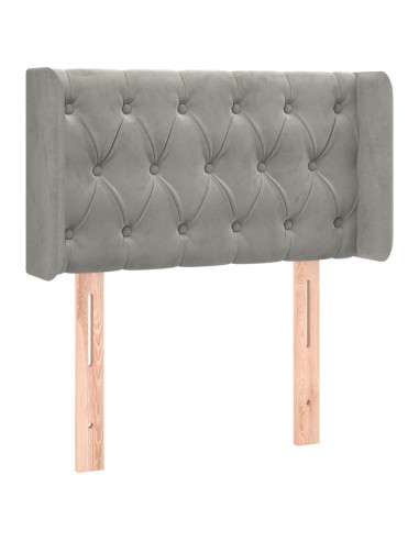 Testiera ad Orecchio Grigio Chiaro 83x16x78/88 cm in Velluto