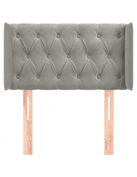 Testiera ad Orecchio Grigio Chiaro 83x16x78/88 cm in Velluto