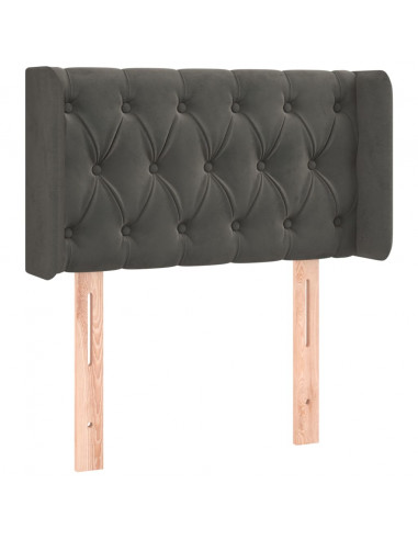 Testiera ad Orecchio Grigio Scuro 83x16x78/88 cm in Velluto