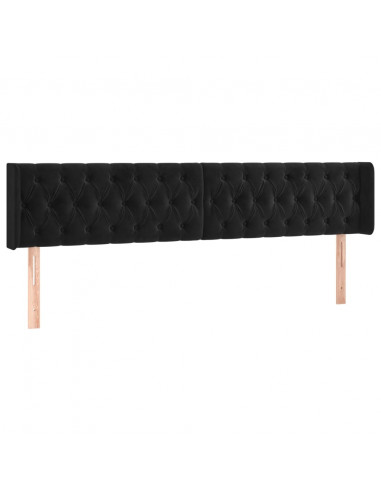 Testiera ad Orecchio Nera 203x16x78/88 cm in Velluto