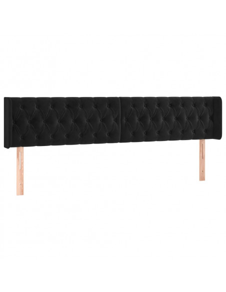 Testiera ad Orecchio Nera 203x16x78/88 cm in Velluto