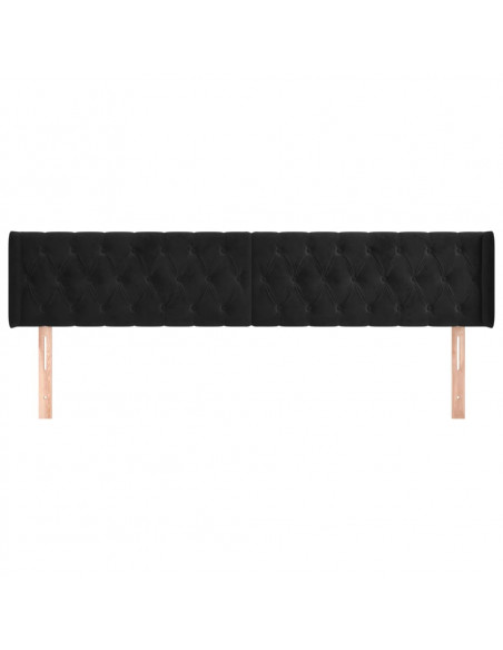 Testiera ad Orecchio Nera 203x16x78/88 cm in Velluto