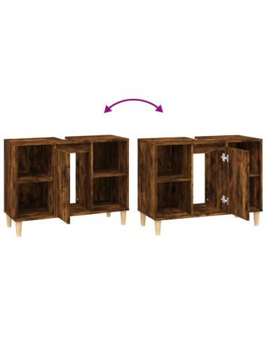 Mobile Lavabo Rovere Fumo 80x33x60 cm in Legno Multistrato