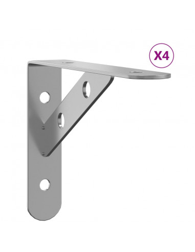 Staffe per Mensola 4 pz 15x2,5x11,5 cm in Acciaio Inox Argento