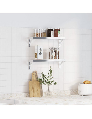Staffe per Mensola 4 pz 15x2,5x11,5 cm in Acciaio Inox Argento