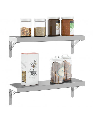 Staffe per Mensola 4 pz 15x2,5x11,5 cm in Acciaio Inox Argento