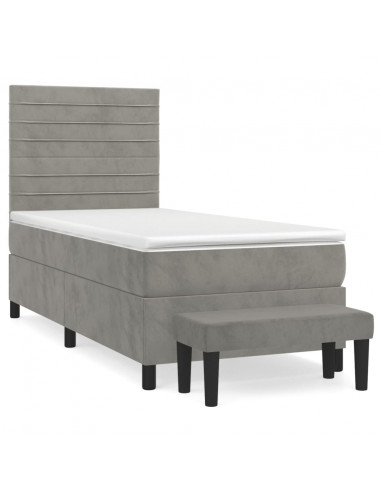 Giroletto a Molle con Materasso Grigio Chiaro 100x200cm Velluto